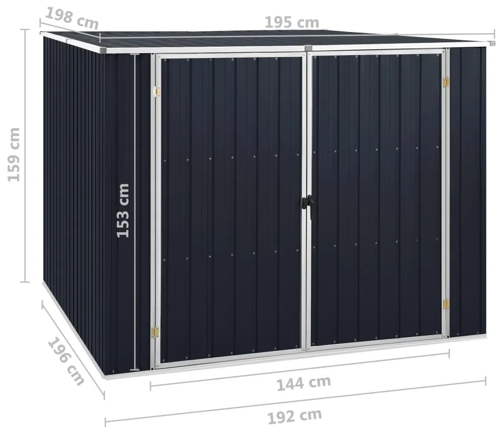 Abrigo de jardim 195x198x159 cm aço galvanizado antracite