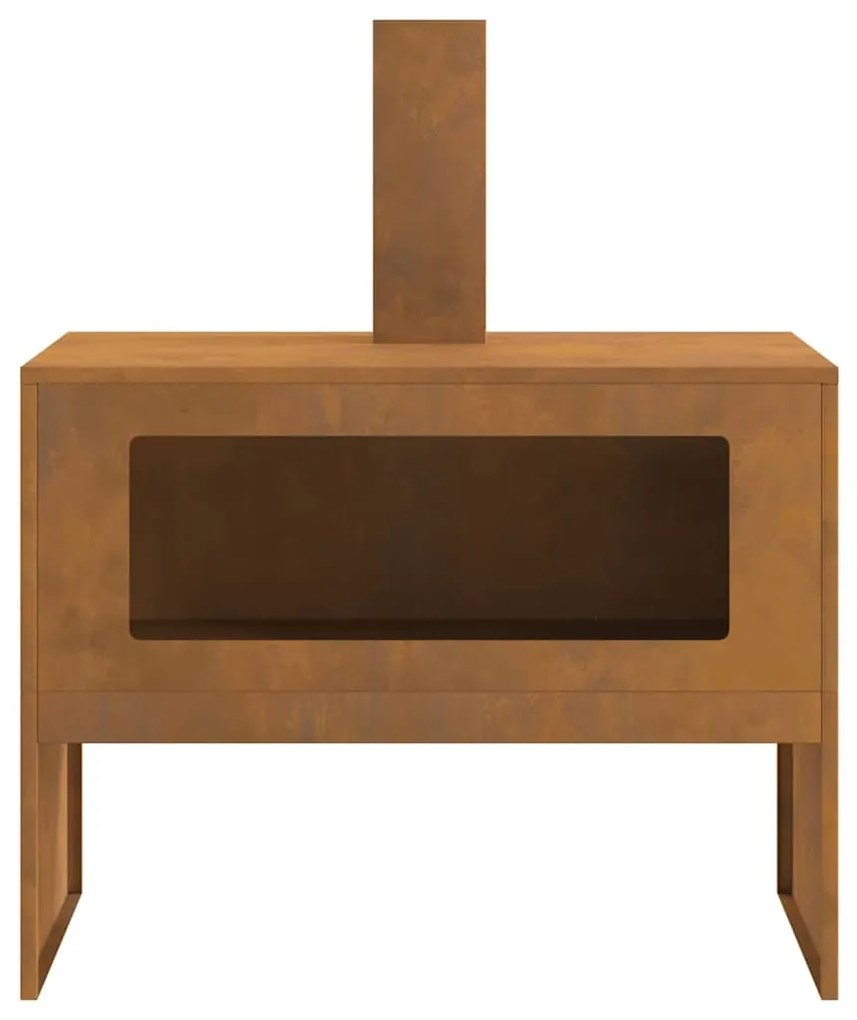 Fogueira com Chaminé 80x50x96 cm Aço Envelhecido