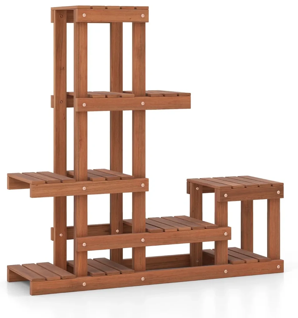 Estante de madeira de 6 níveis para plantas com flores Estante decorativa de canto em escada de 6 níveis para jardim Varanda exterior 90 x 25 x 91,5 c