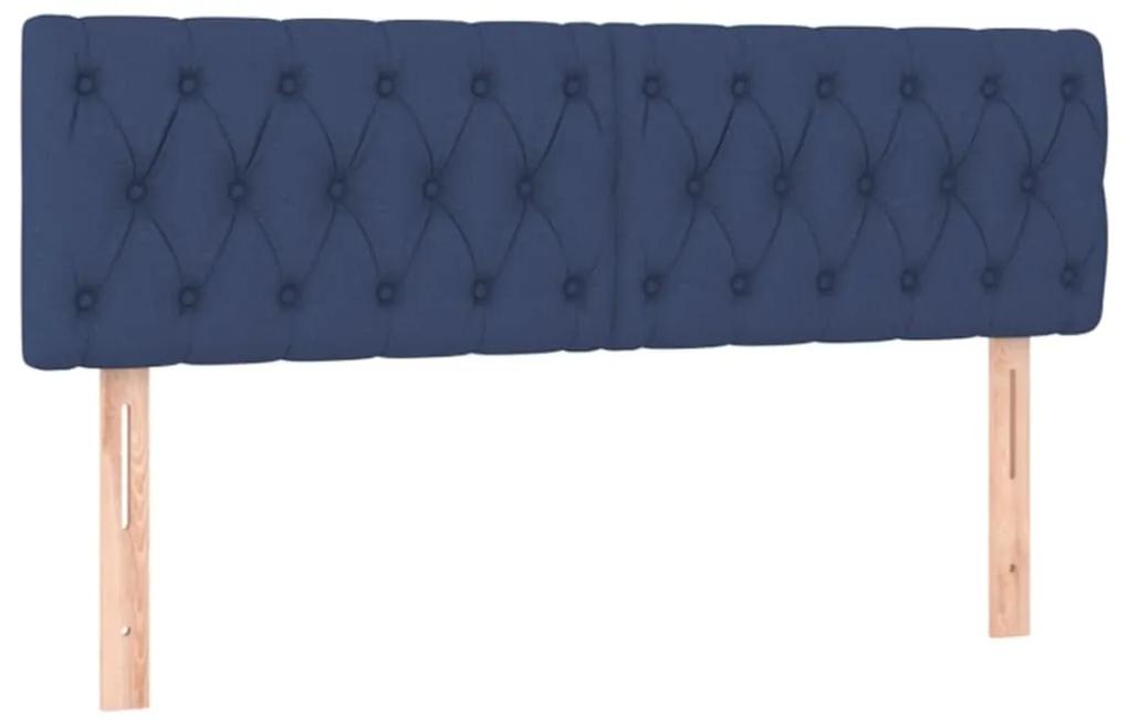 Cama com molas/colchão 160x200 cm tecido azul