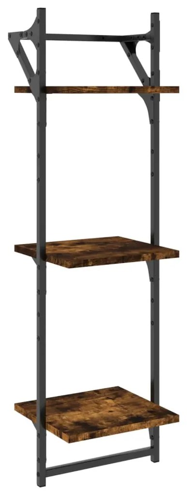 Estante 3 prateleiras + barras 2pcs 30x25x100cm carvalho fumado