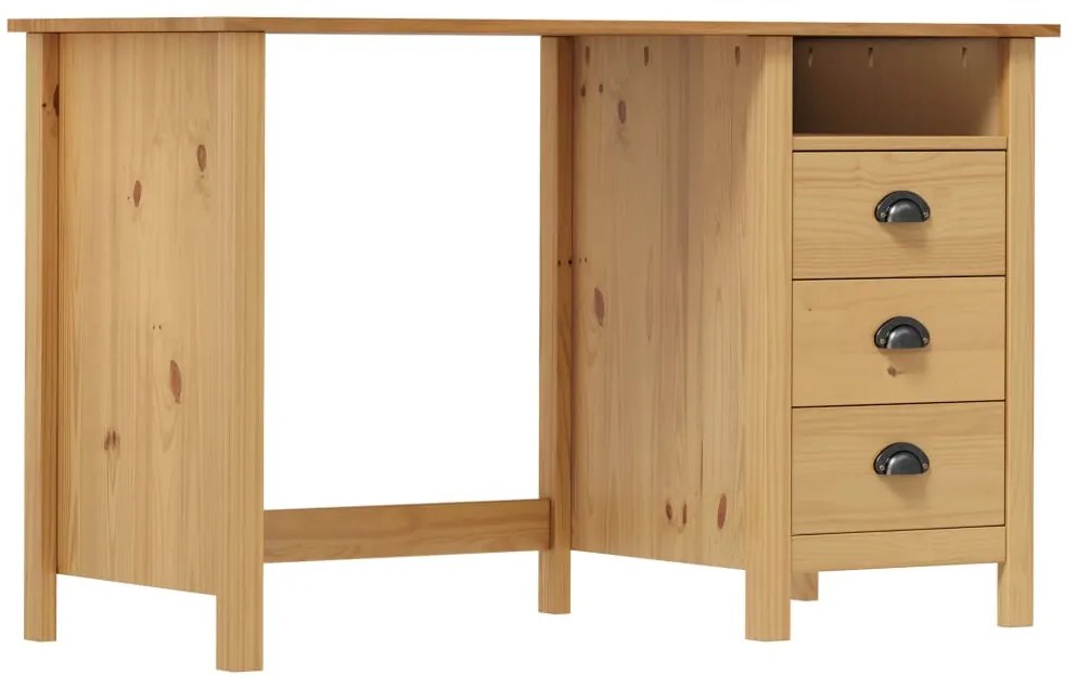 288995 vidaXL Secretária Hill c/ 3 gavetas 120x50x74 cm pinho maciço