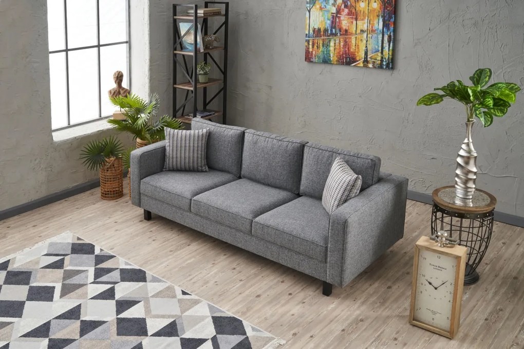 Sofá de 3 Lugares Kale – Cinzento – 222 x 83 x 91 cm