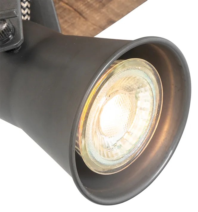 Projetores rústico preto com madeira ajustável - Jelle