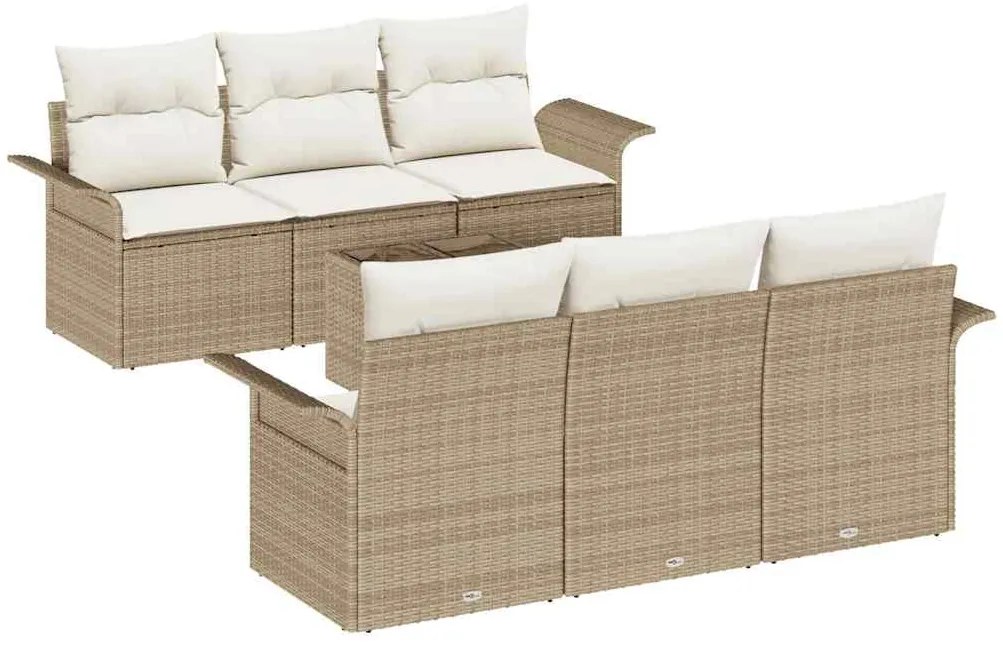 Conjunto de Sofá de Jardim 7 Peças com Almofadas em Rattan Sintético B