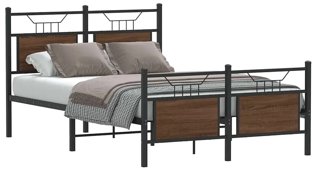 Estrutura cama s/ colchão derivados madeira carvalho castanho