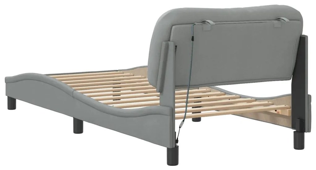 Estrutura de cama com LED sem colchão 90x200 cm tecido