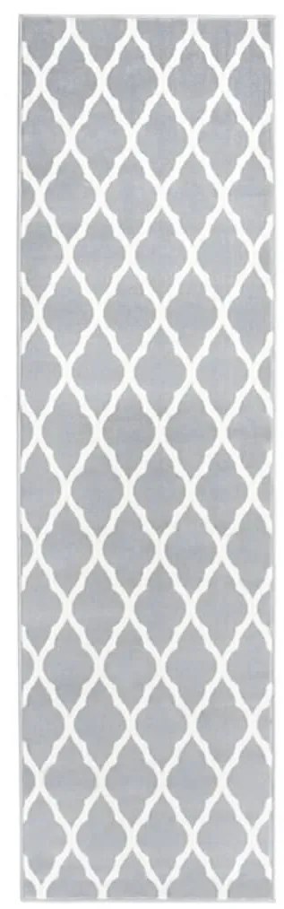 vidaXL Passadeira 100x450 cm polipropileno cinzento e branco