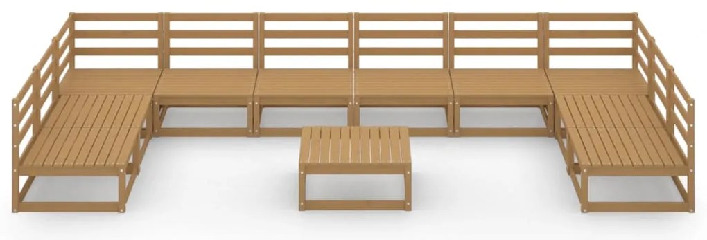 11 pcs conjunto lounge de jardim pinho maciço