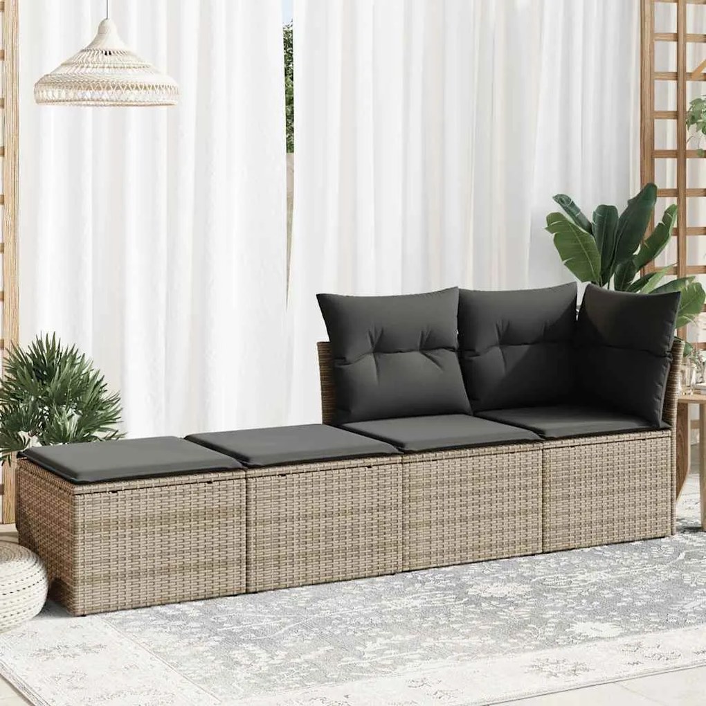 2 pcs conjunto sofás jardim almofadões vime PE/acácia cinzento