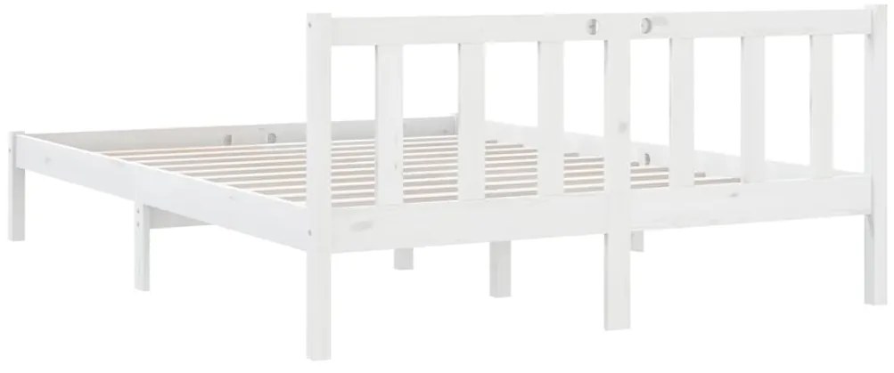 Estrutura de cama em pinho maciço 160x200 cm branco