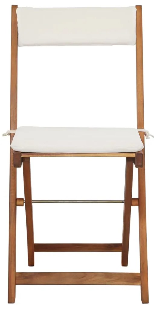 3 pcs conjunto bistrô dobrável c/ almofadões em acácia maciça