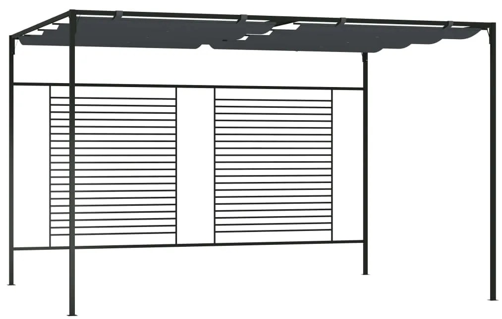 Gazebo com toldo retrátil 4x3x2,3 m 180 g/m² antracite