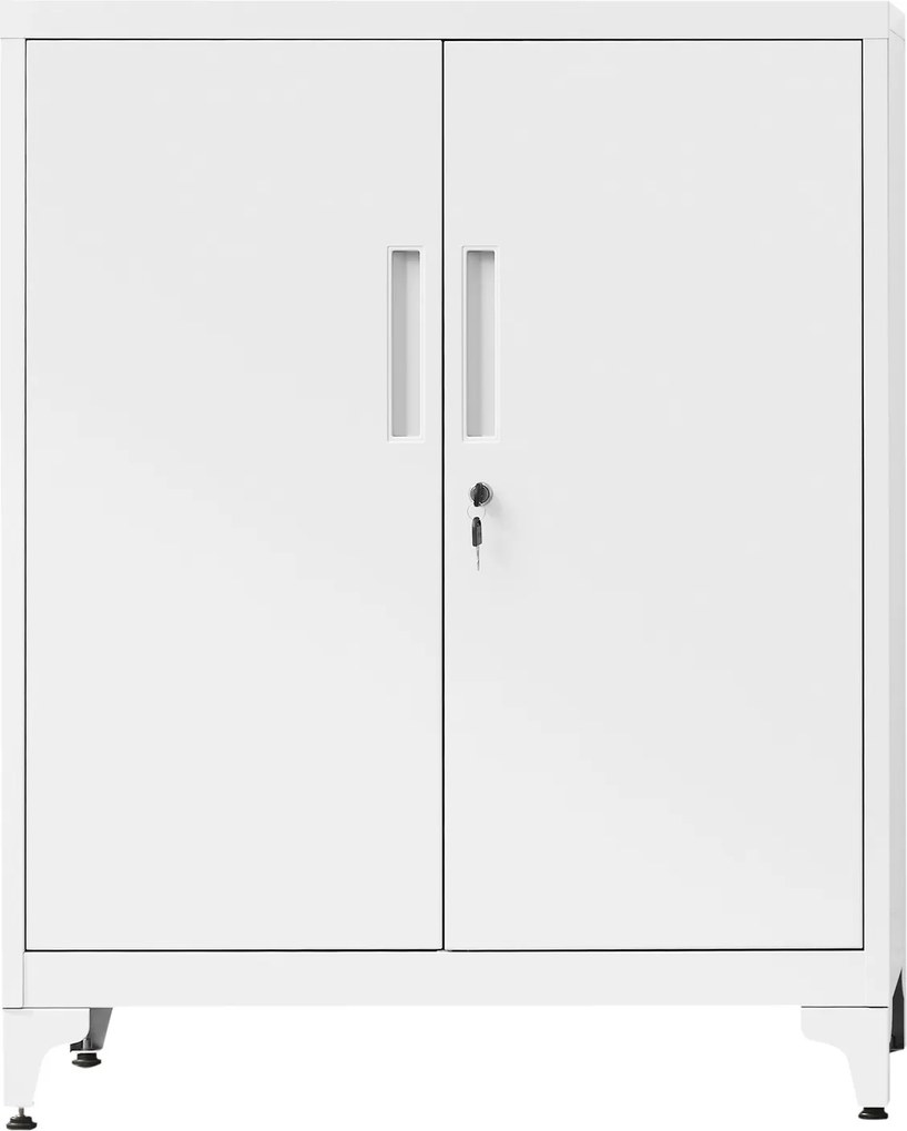 Armário arquivo escritório com fechadura e 2 portas 40 x 80 x 90 cm branco