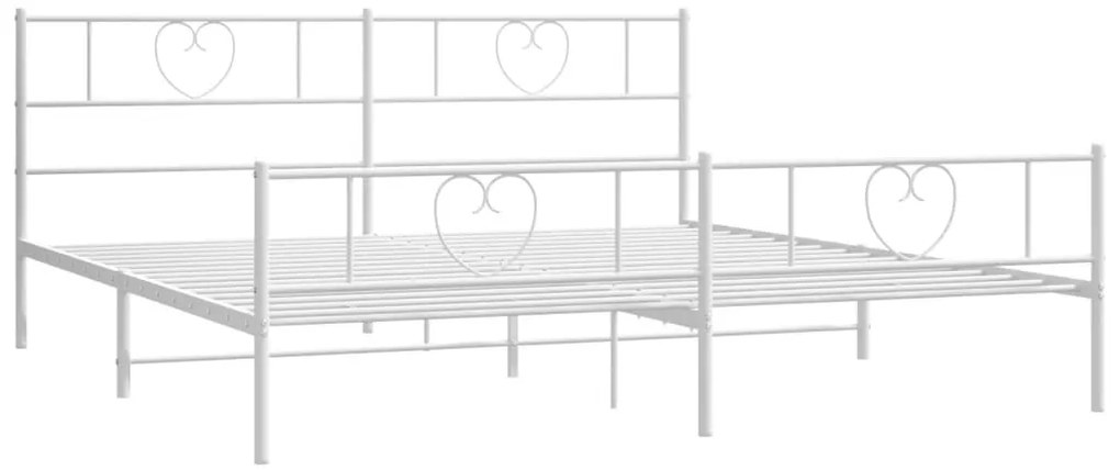 Estrutura de cama com cabeceira e pés 200x200 cm metal branco
