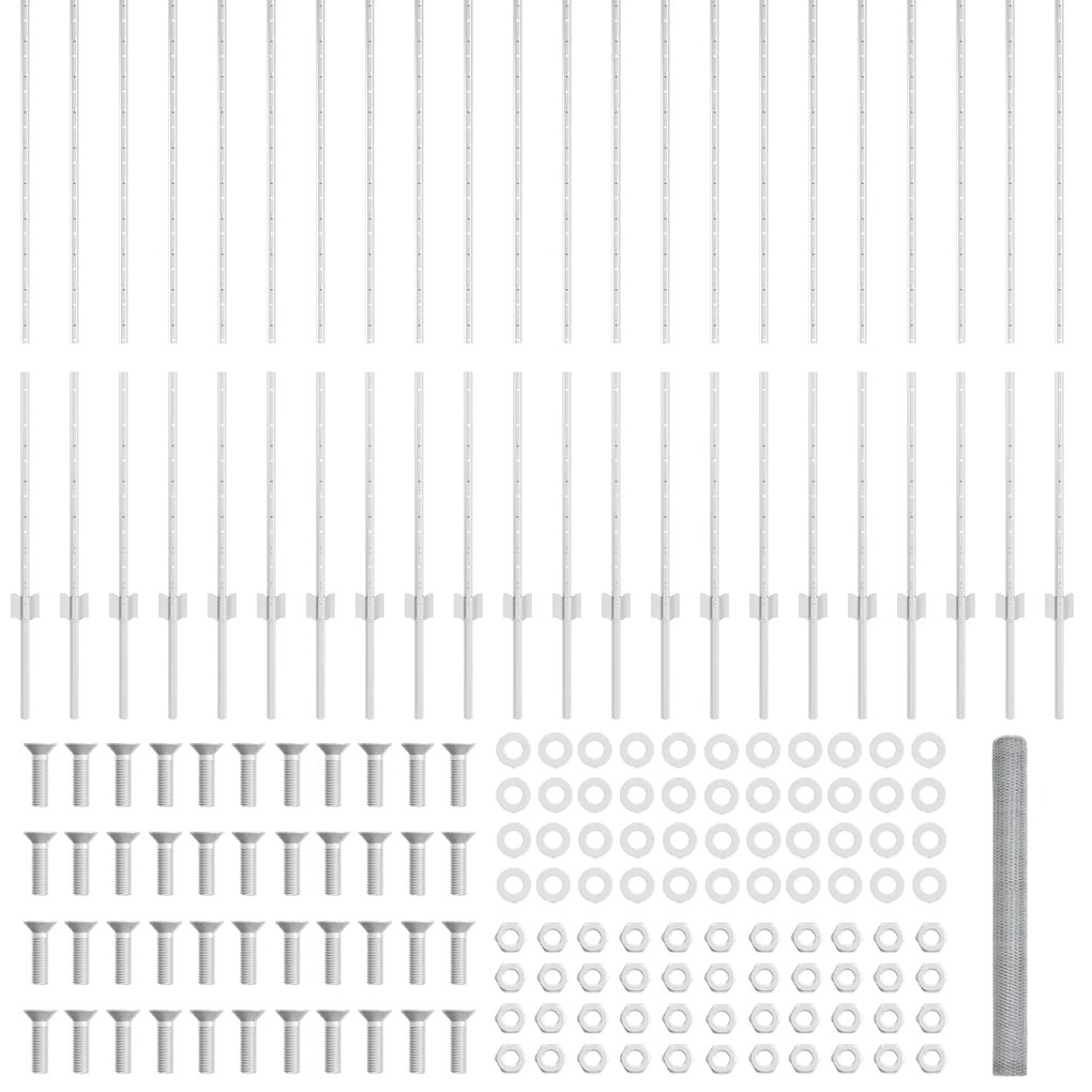 Postes de Cerca vidaXL 22 pcs U-Channel 140 cm Aço Galvanizado, Cerca