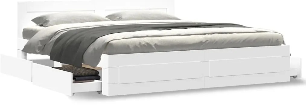 Estrutura de cama c/ cabeceira sem colchão 200x200 cm branco