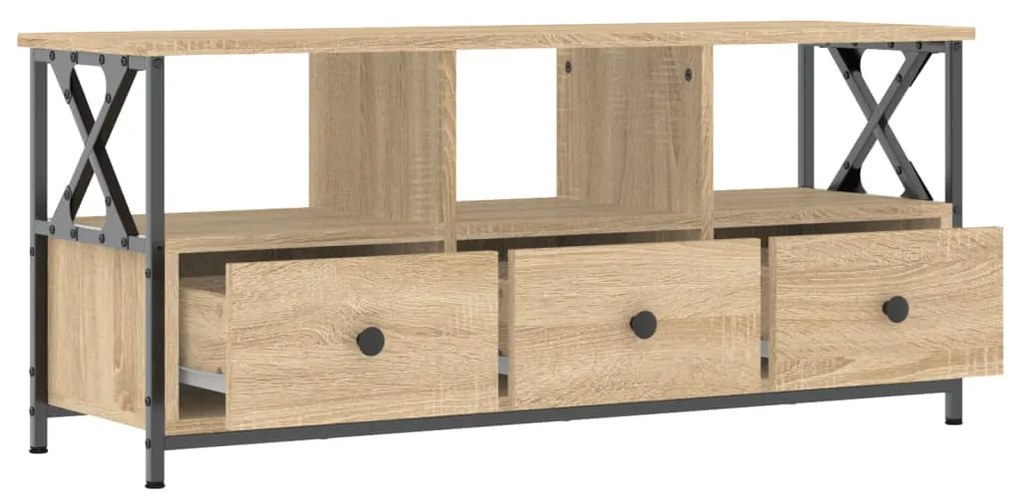 Móvel de TV 102x33x45cm derivados madeira/ferro carvalho sonoma