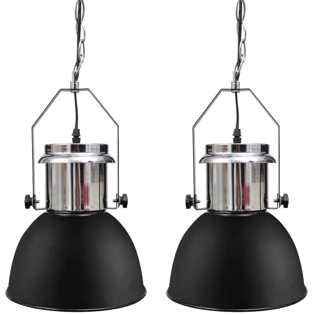 vidaXL Candeeiros de teto em metal 2 pcs altura ajustável preto