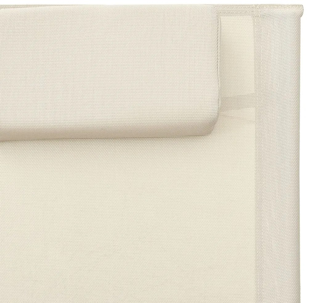 Espreguiçadeiras 2 pcs textilene cor creme e cinzento