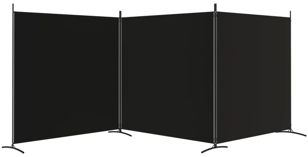 Divisória de quarto com 3 painéis 525 x 180 cm tecido preto