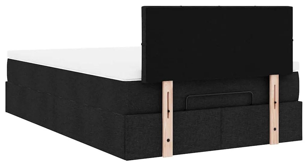 Cama otomana com colchão 120x190 cm tecido preto