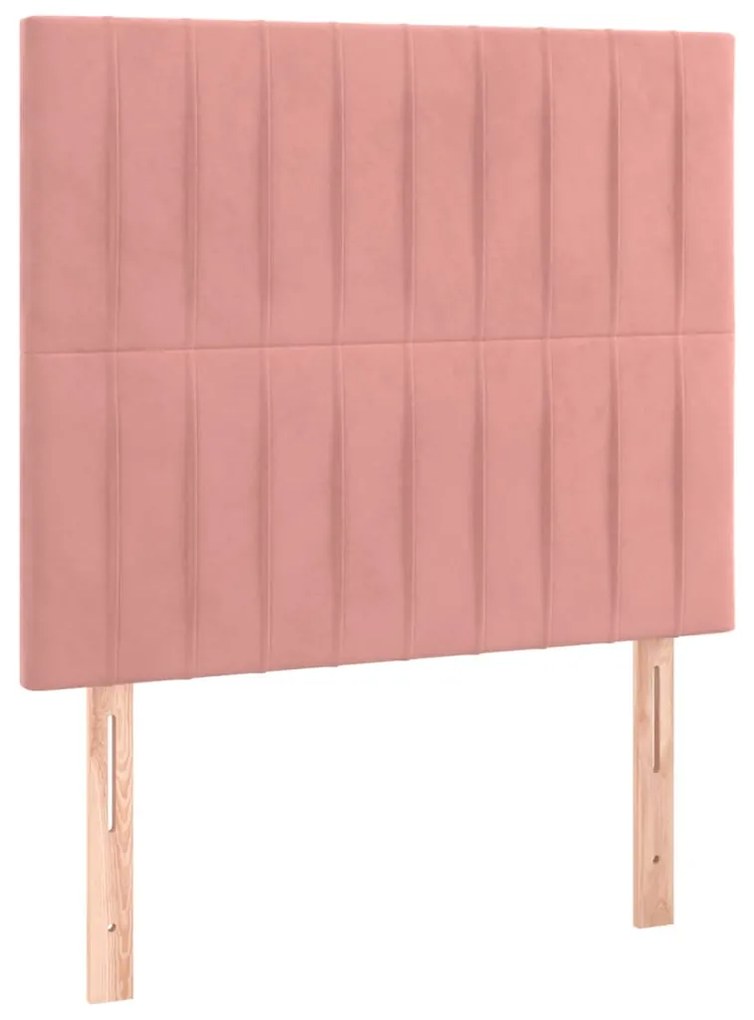 Cabeceira de cama c/ luzes LED veludo 80x5x118/128 cm rosa