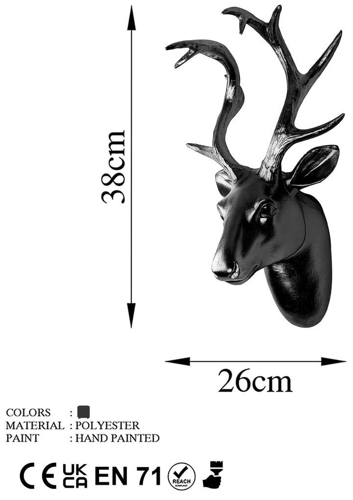 Acessório Decorativo de Parede Yak-007 – Preto – 26x38x17 cm
