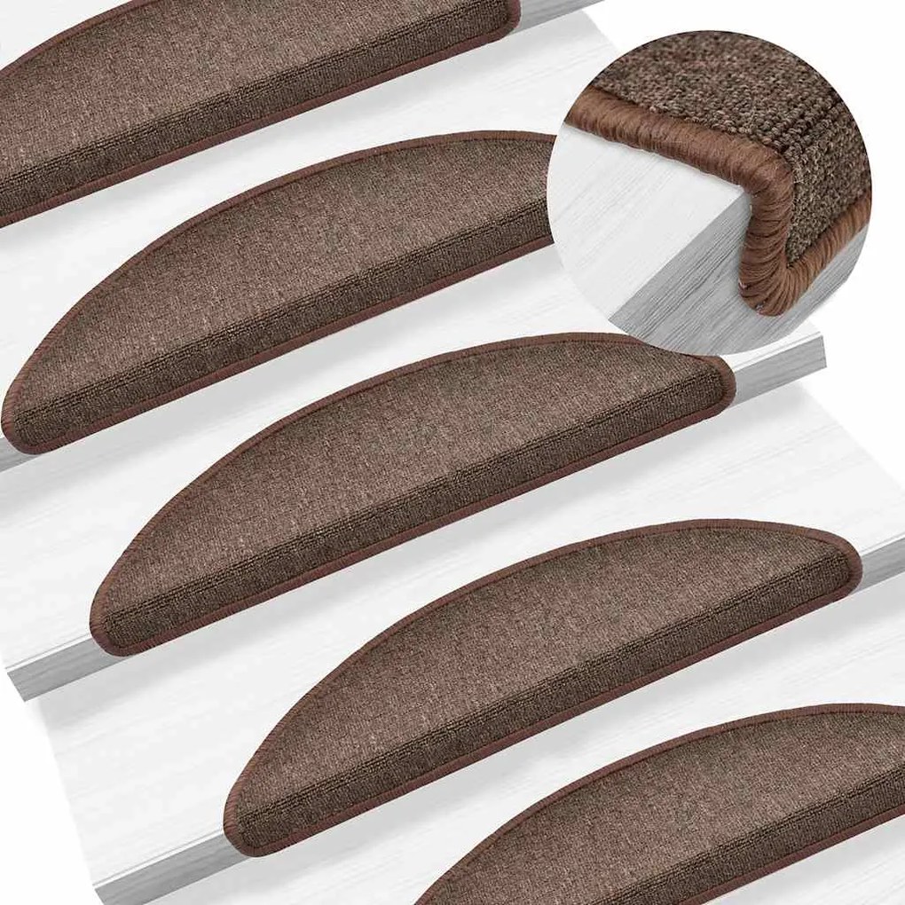Tapetes de escada 30 pcs 56x17x3 cm castanho café