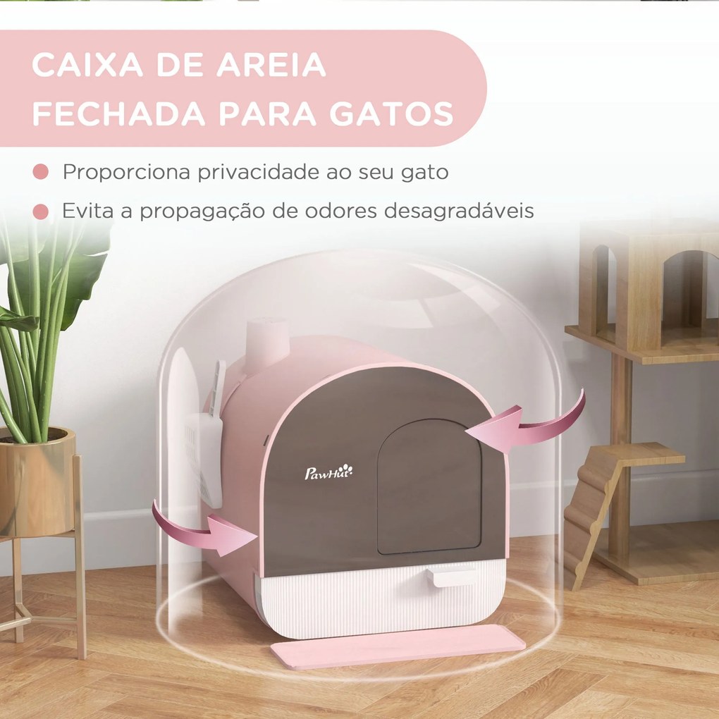 PawHut Caixa de Areia para Gatos Caixa de Areia Fechada para Gatos com