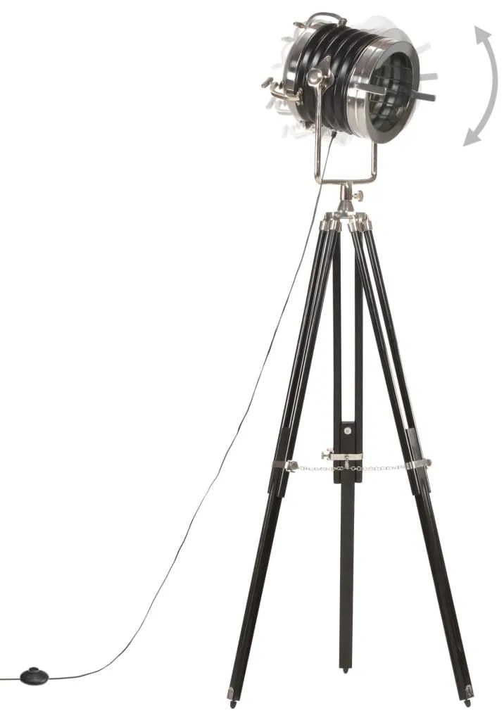 Candeeiro de chão tripé 171 cm madeira mangueira maciça preto
