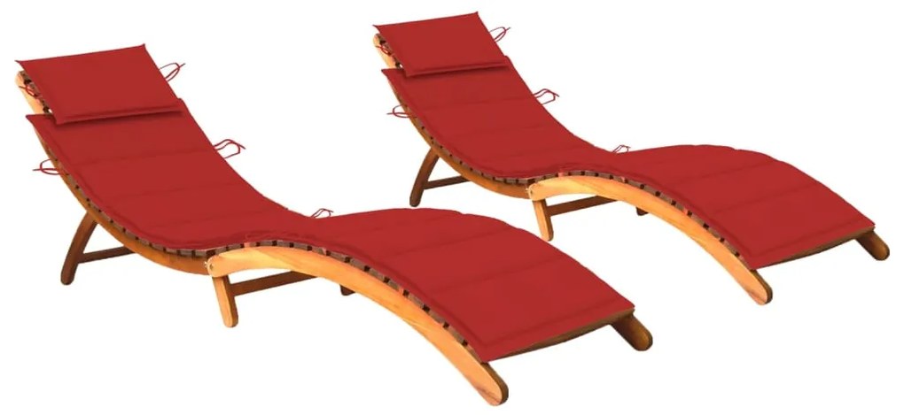 vidaXL Espreguiçadeiras com almofadões 2 pcs madeira de acácia maciça