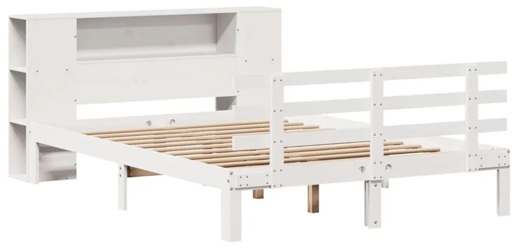 Cama com estante sem colchão 120x200 cm pinho maciço branco