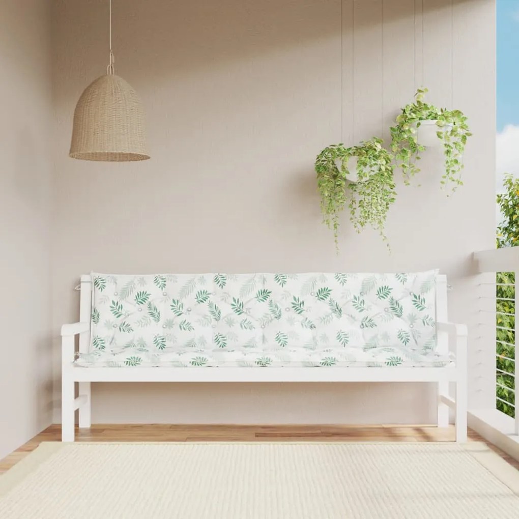 vidaXL Almofadões banco jardim 2 pcs 200x50x7 cm tecido padrão folhas