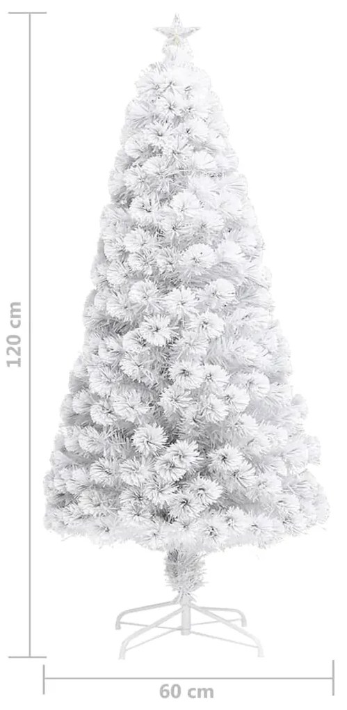 Árvore Natal artificial pré-iluminada 120 cm fibra ótica branco