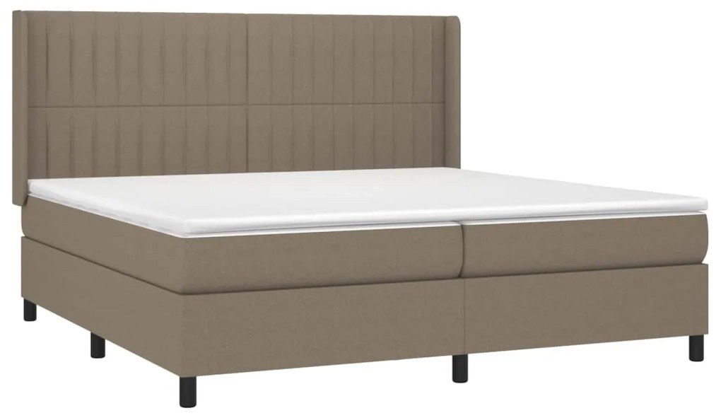 Cama box spring colchão/LED 200x200cm tecido cinza-acastanhado