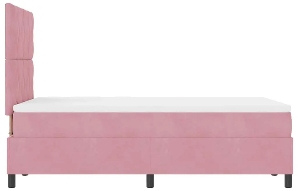 Cama Box Spring vidaXL com Colchão e LED Rosa 120x190 cm Veludo