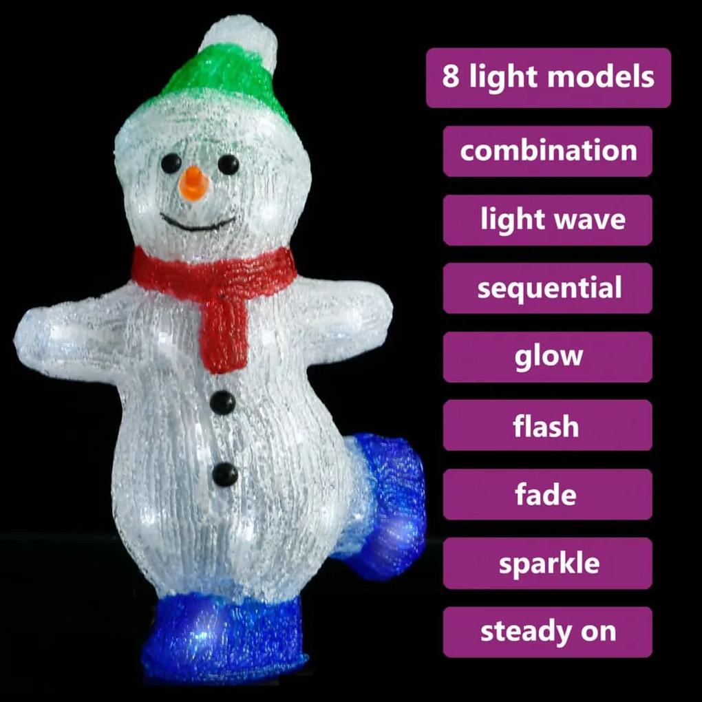 Boneco de neve acrílico c/ luzes LED interior e exterior 30 cm