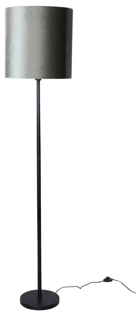 Candeeiro de Pé Preto com Abajur em Veludo Verde 40cm - Simplo