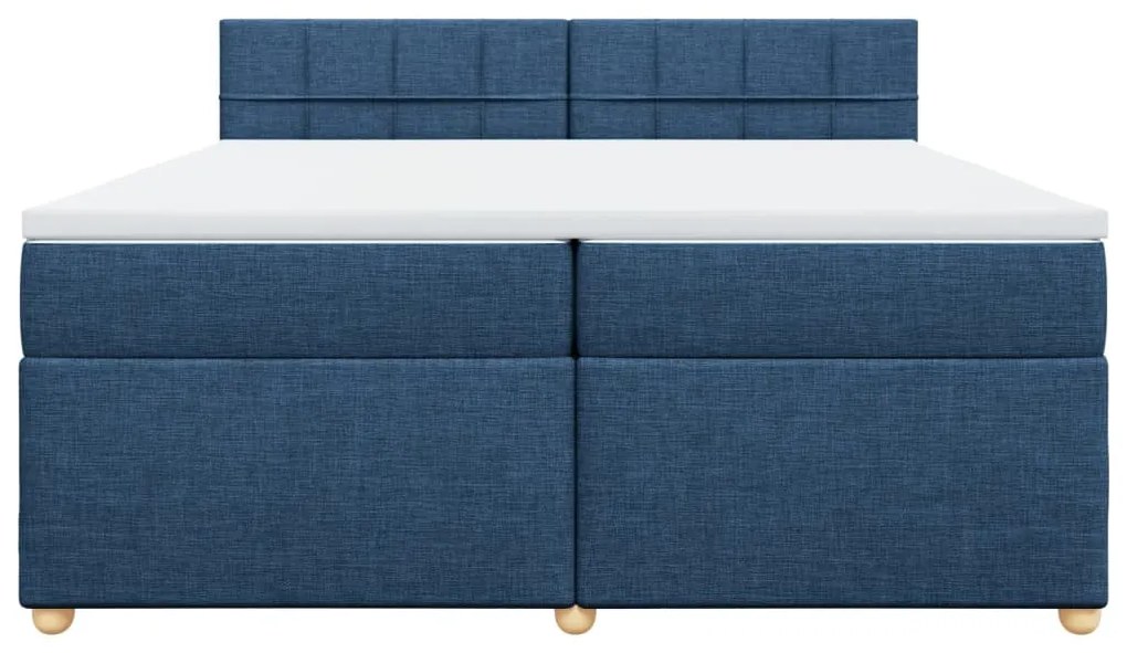 Cama com molas/colchão 200x200 cm tecido azul