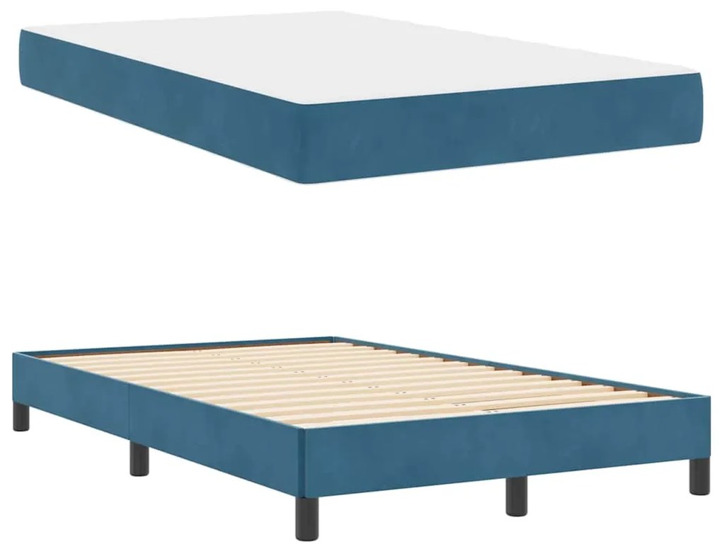 Cama box spring com colchão Azul Escuro 120 x 200 cm Veludo