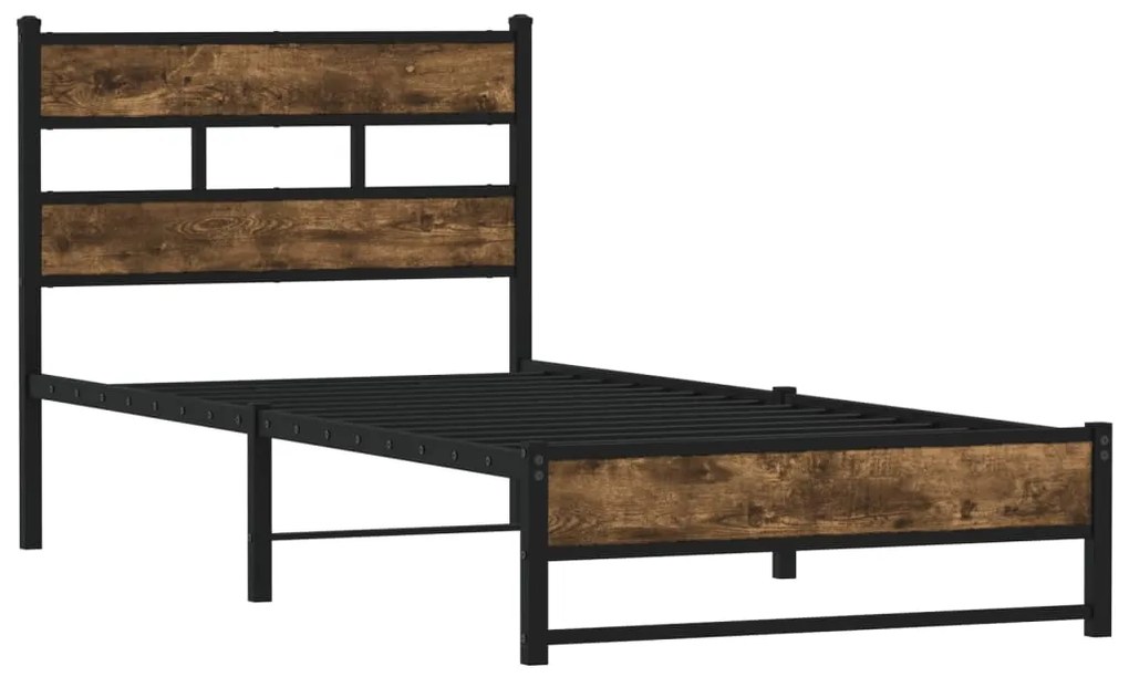 Estrutura de cama sem colchão 90x190 cm metal carvalho fumado