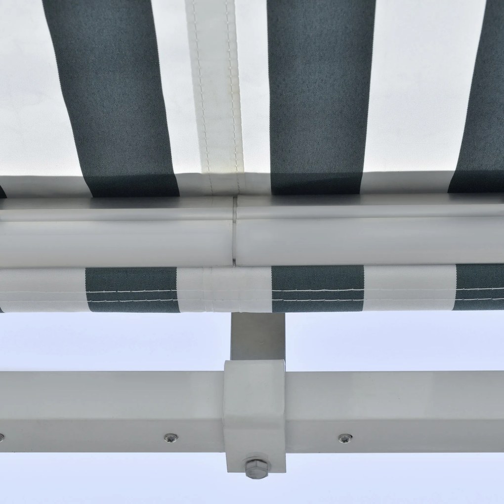 Toldo elétrico retrátil com função manual com manivela e controle remoto 300x250 cm para portas janelas verde e branco