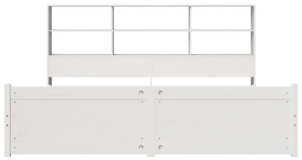 Cama com estante sem colchão 200x200 cm pinho maciço branco