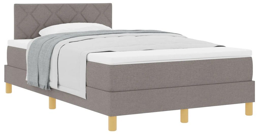 Cama Box Spring com Colchão Taupe 120x200 cm Tecido