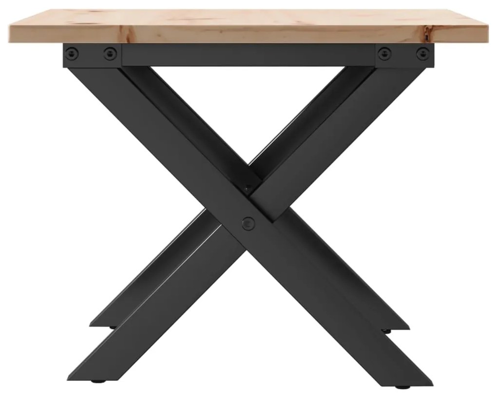 Mesa de centro estrutura em X 50x50x35 cm pinho e aço