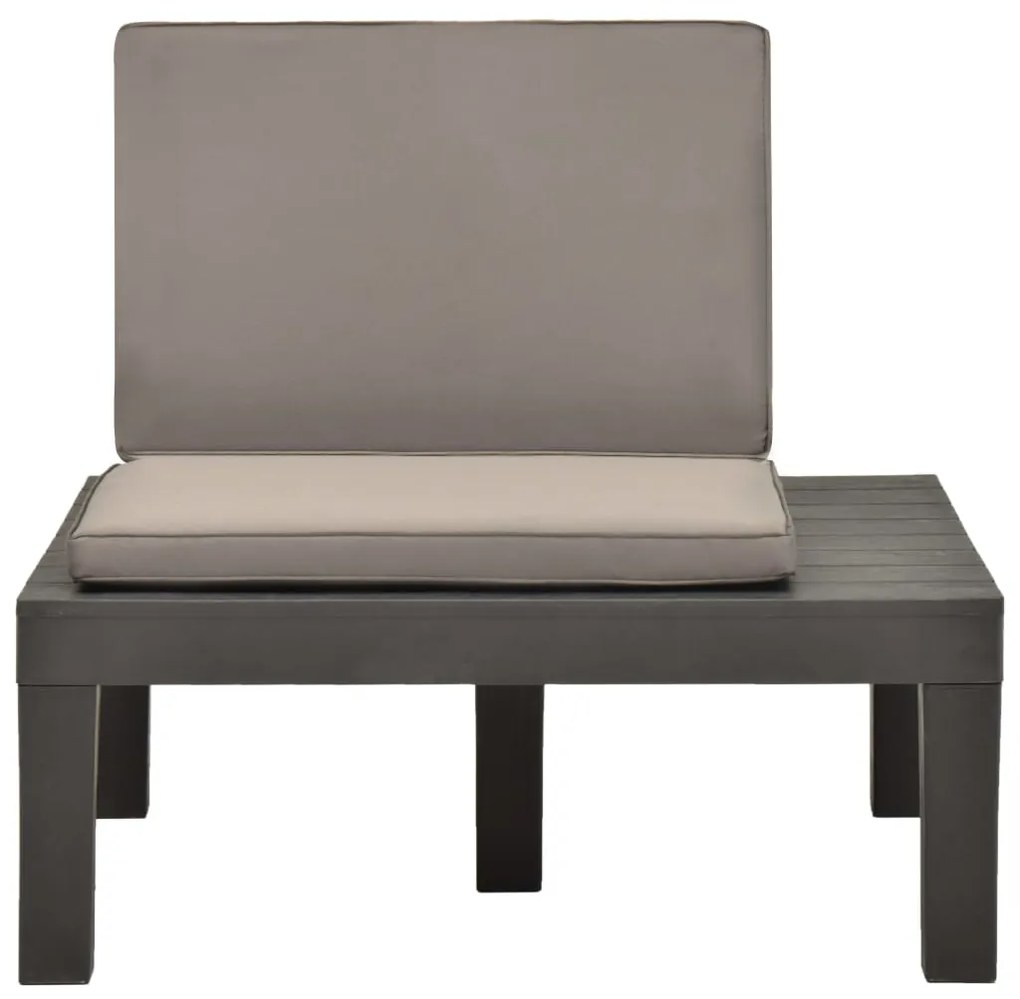 Cadeiras de jardim com almofadões 4 pcs plástico antracite