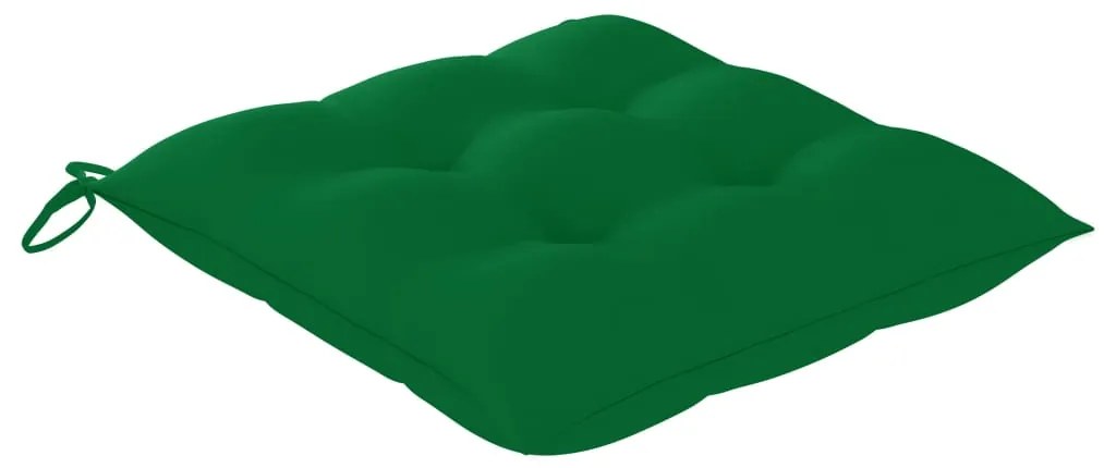 Cadeiras de jardim c/ almofadões verde 2 pcs teca maciça