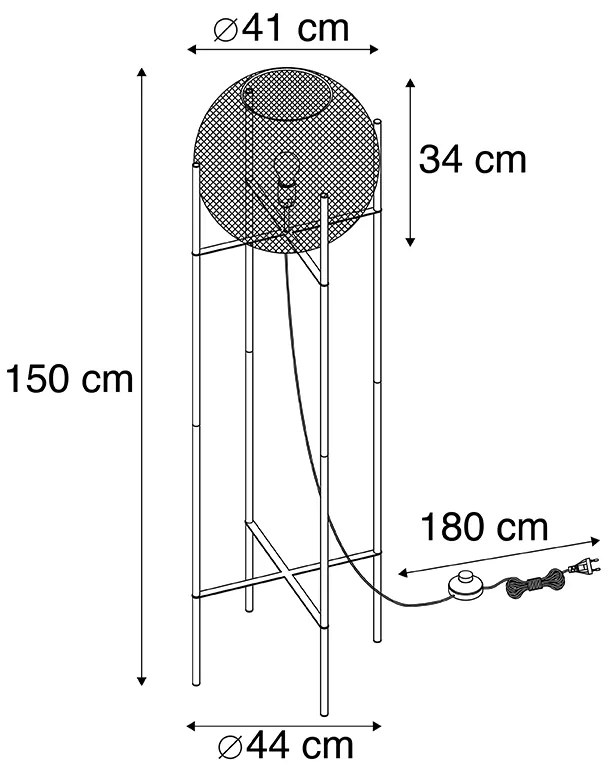 Candeeiro de pé moderno preto - MESH Ball Moderno