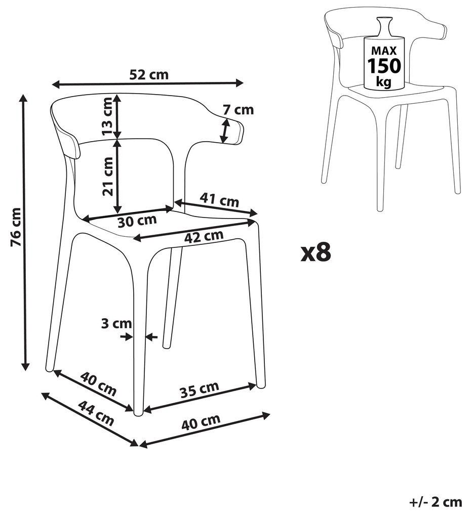 Conjunto de 8 cadeiras de jantar cinzentas GUBBIO Beliani